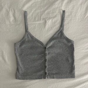 Gray brandy melville button up tank top